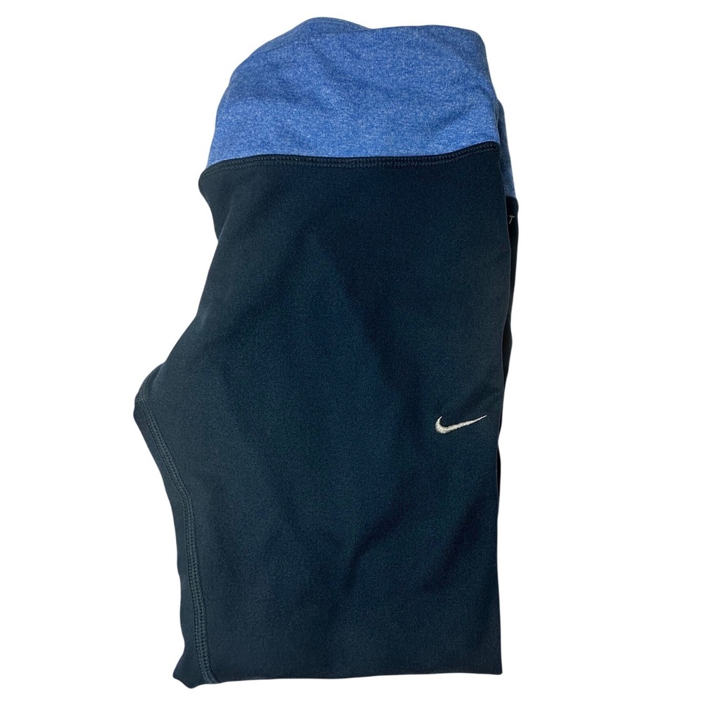 Nike Dri-FIT Running Leggings Women Large Blue Excellent Crop Zipper Pocket - Picture 4 of 14